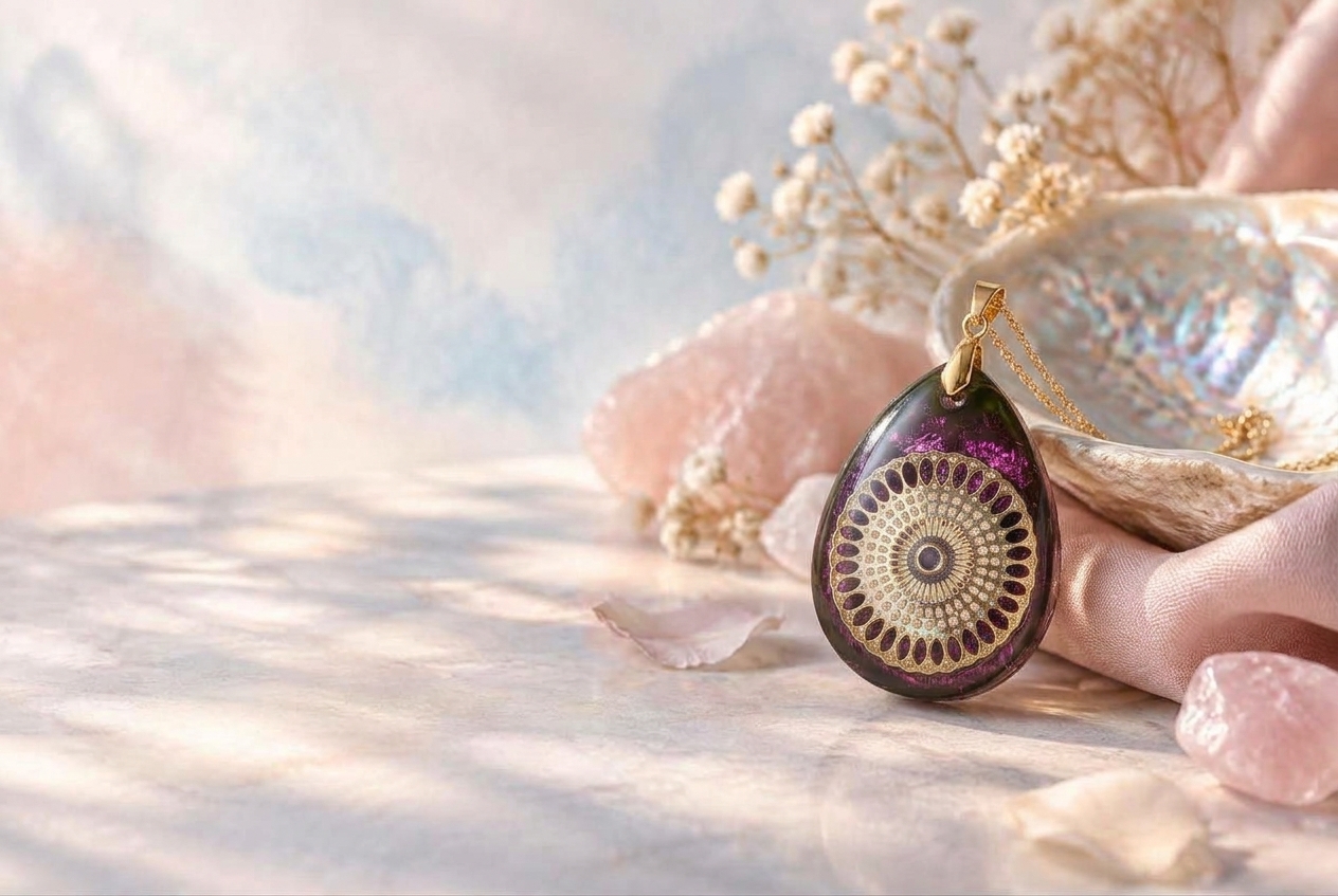 Pendentif orgone artisanal en quartz rose